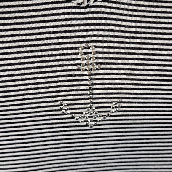 Knapp Studio NEW Top Black White Mini Stripe Beads Anchors Sailing Boating Large - Picture 2 of 12